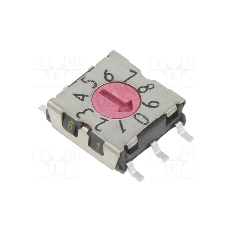 1 pcs x PTR HARTMANN - P25SMT101 - Encoding switch, DEC/BCD, Pos: 10, SMD, Rcont max: 80mΩ, 7x7x2.5mm