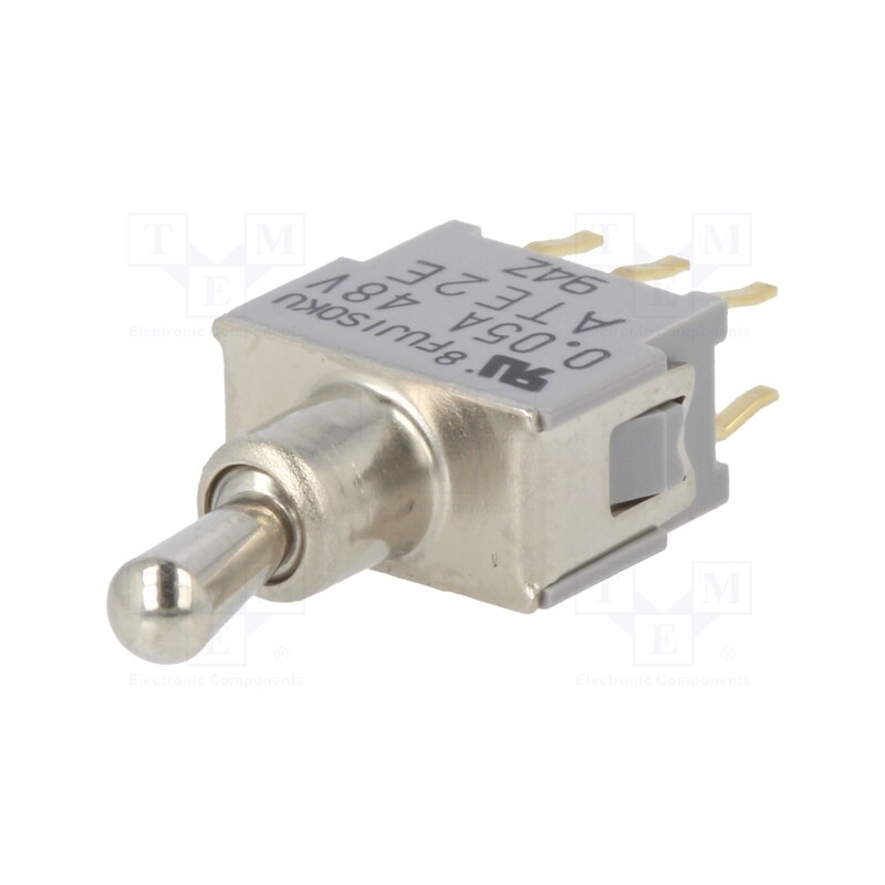 1 pcs x Nidec Copal Electronics - ATE2E-2M3-10-Z - Switch: toggle, Pos: 3, DP3T, ON-OFF-ON, 0.05A/48VAC, 0.05A/48VDC