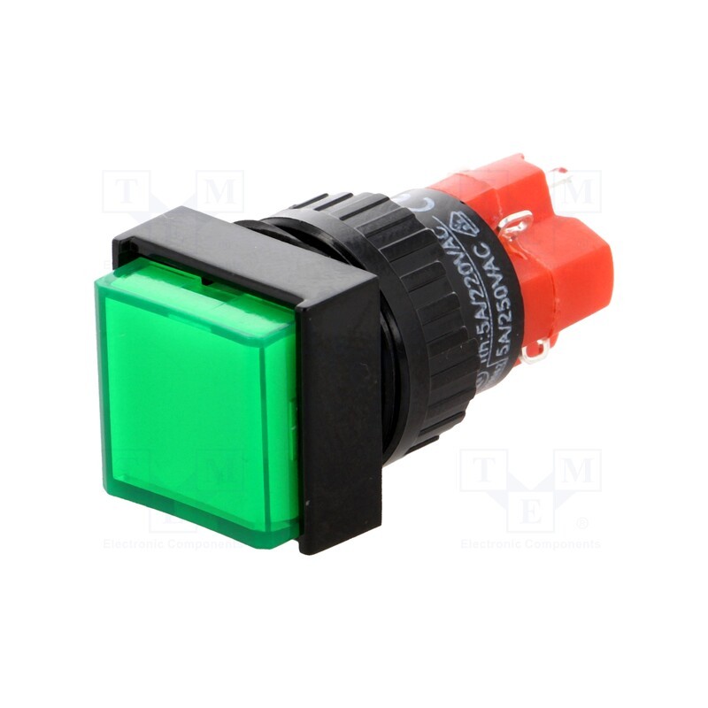 1 pcs x ONPOW - LAS1F-11/G/230V-IP40 - Switch: push-button, Pos: 2, SPDT, 3A/250VAC, 2A/24VDC, ON-(ON)