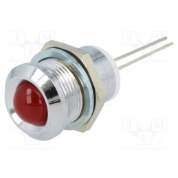 1 pcs x MENTOR - 2676.8021 - Indicator: LED, prominent, red, Ø12mm, for PCB, brass, ØLED: 8mm