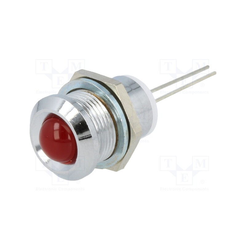 1 pcs x MENTOR - 2676.8021 - Indicator: LED, prominent, red, Ø12mm, for PCB, brass, ØLED: 8mm