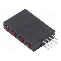 1 pcs x BIVAR - H401CRD - LED, in housing, red, 3mm, No.of diodes: 4, 20mA, Lens: diffused, 40°