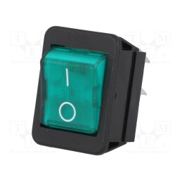 1 pcs x BULGIN - C1353ABMBG3602AW - ROCKER, DPST, Pos: 2, ON-OFF, 16A/250VAC, green, neon lamp, 250V