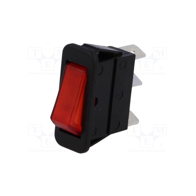 1 pcs x BULGIN - C5503ABMBR3 - ROCKER, SPST, Pos: 2, ON-OFF, 16A/250VAC, red, neon lamp, 250V, 5500