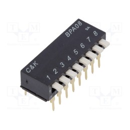 1 pcs x C&K - BPA08B - Switch: DIP-SWITCH, Poles number: 8, 0.1A/5VDC, Pos: 2, -20÷85°C