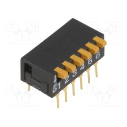 1 pcs x OMRON OCB - A6DR-6100 - Switch: DIP-SWITCH, Poles number: 6, ON-OFF, 0.03A/30VDC, Pos: 2