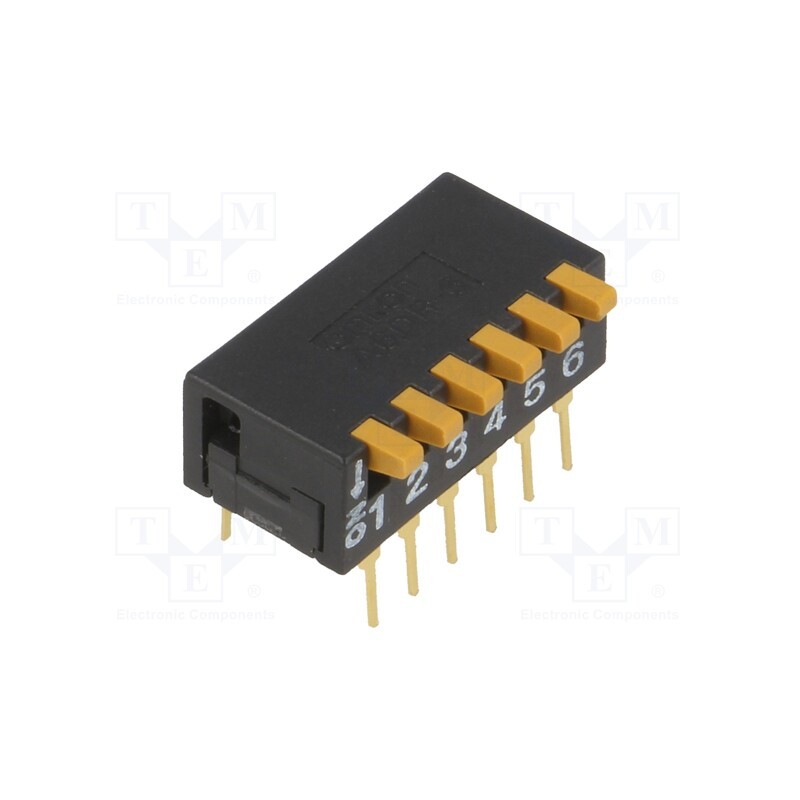 1 pcs x OMRON OCB - A6DR-6100 - Switch: DIP-SWITCH, Poles number: 6, ON-OFF, 0.03A/30VDC, Pos: 2