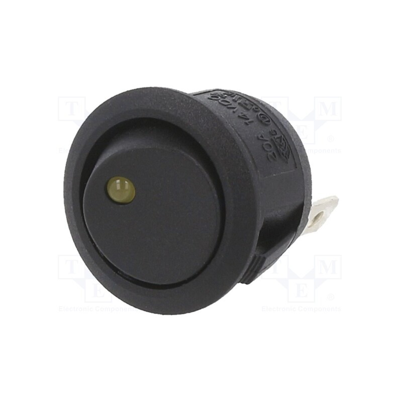 1 pcs x SWITCH COMPONENTS - RA2-1A-DC-2-AL - ROCKER, SPST, Pos: 2, ON-OFF, 20A/14VDC, black, LED, Rcont max: 50mΩ