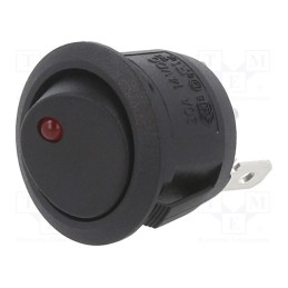 1 pcs x SWITCH COMPONENTS - RA2-1A-DC-2-RL - ROCKER, SPST, Pos: 2, ON-OFF, 20A/14VDC, black, LED, Rcont max: 50mΩ