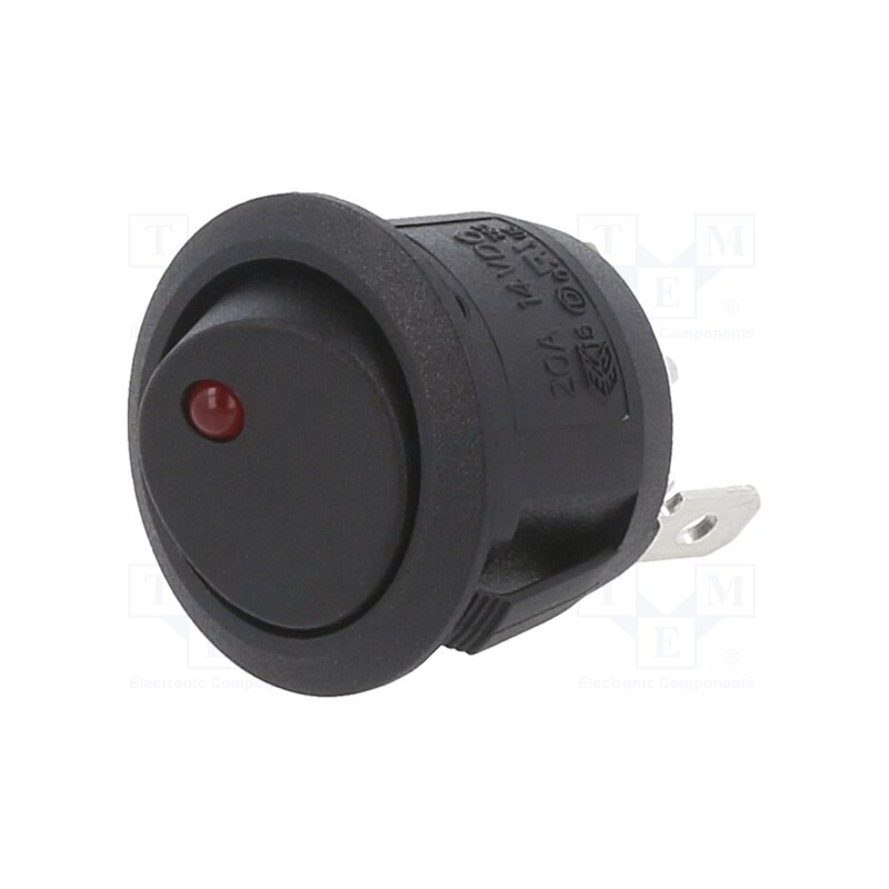 1 pcs x SWITCH COMPONENTS - RA2-1A-DC-2-RL - ROCKER, SPST, Pos: 2, ON-OFF, 20A/14VDC, black, LED, Rcont max: 50mΩ