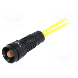 1 pcs x POLAM-ELTA - LO-D5-230AC - Indicator: LED, recessed, orange, 230VAC, Ø11mm, IP40, leads 300mm