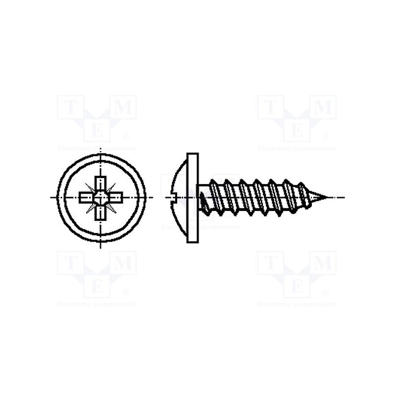 100 pcs x BOSSARD - B4.2X16/BN14072 - Screw, with flange, 4.2x16, Head: button, Pozidriv, PZ2, steel, zinc