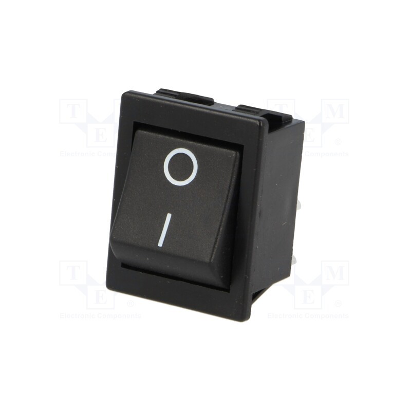 1 pcs x BULGIN - C1551ALMBB602AW - ROCKER, DPST, Pos: 2, (ON)-OFF, 16A/250VAC, 20A/28VDC, black, none