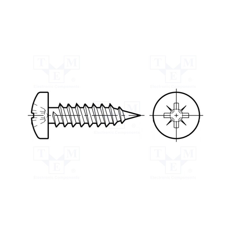 100 pcs x BOSSARD - 3061517 - Screw, 2.2x16, Head: cheese head, Pozidriv, PZ1, ISO 7049, BN 13259