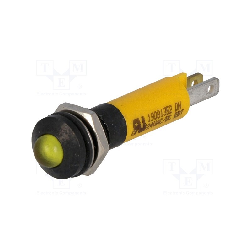 1 pcs x CML INNOVATIVE TECHNOLOGIES - 19081352 - Indicator: LED, prominent, yellow, 24VDC, Ø8mm, IP67, plastic