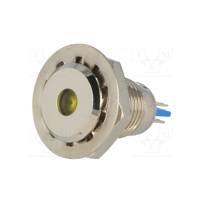 1 pcs x ONPOW - GQ12F-D/Y/12 - Indicator: LED, flat, yellow, 12VDC, Ø12mm, IP67, for soldering