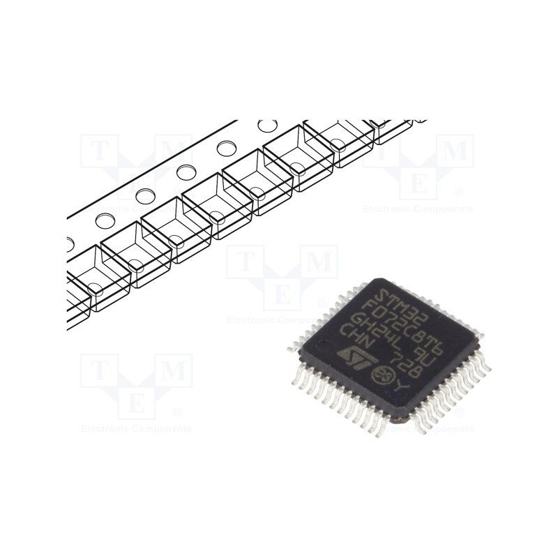 1 pcs x STMicroelectronics - STM32F072C8T6 - IC: ARM microcontroller, 48MHz, LQFP48, 2÷3.6VDC, 16bit timers: 8