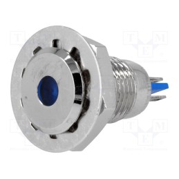 1 pcs x ONPOW - GQ12F-D/B/12 - Indicator: LED, flat, blue, 12VDC, Ø12mm, IP67, for soldering, brass