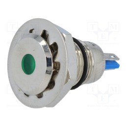 1 pcs x ONPOW - GQ12F-D/G/12 - Indicator: LED, flat, green, 12VDC, Ø12mm, IP67, for soldering