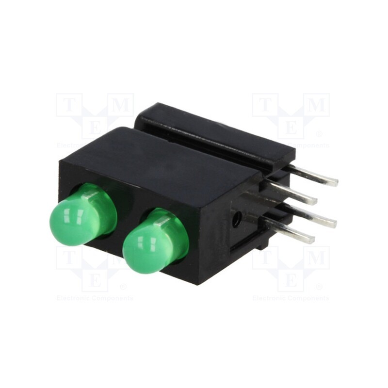 1 pcs x MENTOR - 1801.8833 - LED, in housing, green, 3mm, No.of diodes: 2, 2mA, 60°, 1÷5mcd