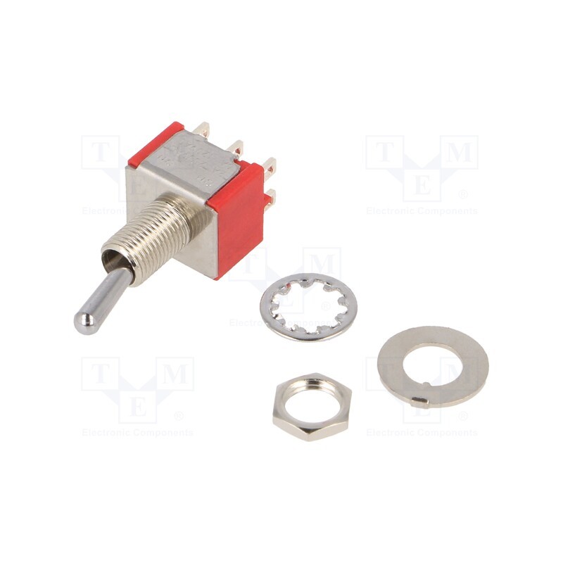 1 pcs x E-SWITCH - 100DP1T1B1M1QEH - Switch: toggle, Pos: 2, DPDT, ON-ON, 2A/250VAC, 5A/28VDC, -30÷85°C