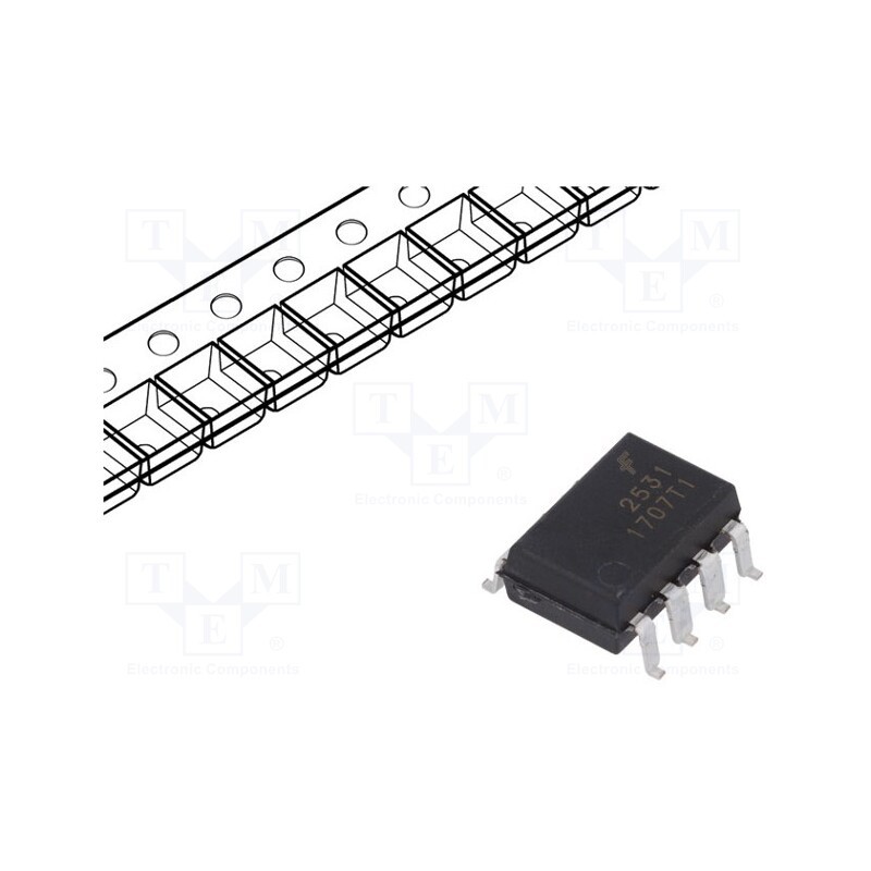 1 pcs x ONSEMI - HCPL2531SD - Optocoupler, SMD, Ch: 2, OUT: transistor, 2.5kV, CTR@If: 19-50%@16mA