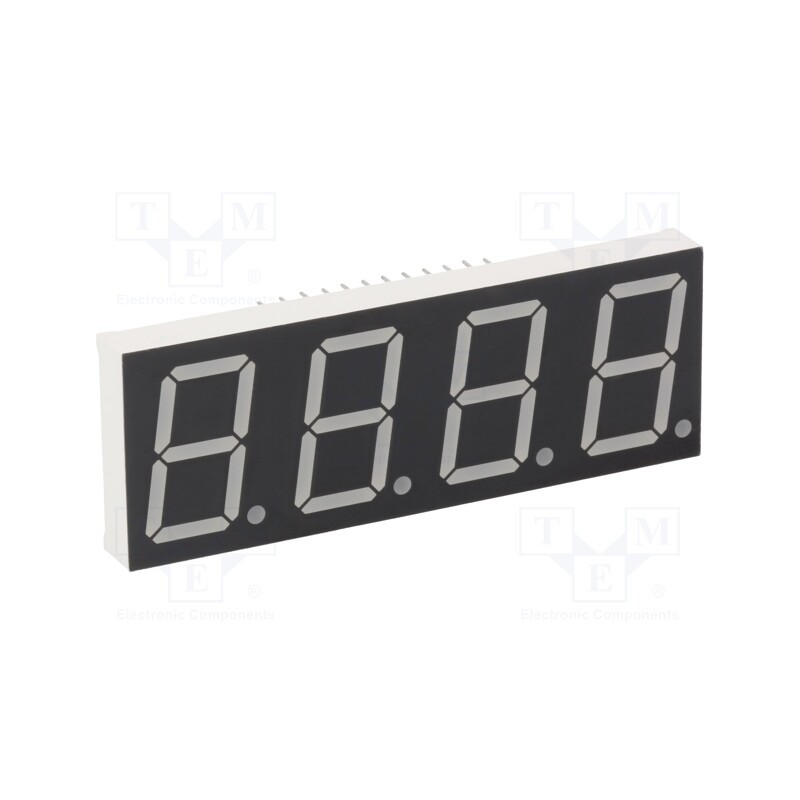 1 pcs x LUCKYLIGHT - KW4-806CGB - Display: LED, 7-segment, 20.4mm, 0.8', No.char: 4, yellow-green