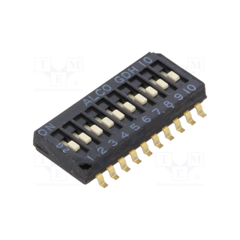 1 pcs x TE Connectivity - 1-1571983-3 - Switch: DIP-SWITCH, Poles number: 10, ON-OFF, 0.1A/50VDC, Pos: 2