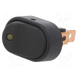 1 pcs x SWITCH COMPONENTS - RD2-1A-DC-1-AL - ROCKER, SPST, Pos: 2, ON-OFF, 30A/12VDC, amber, LED, Rcont max: 50mΩ