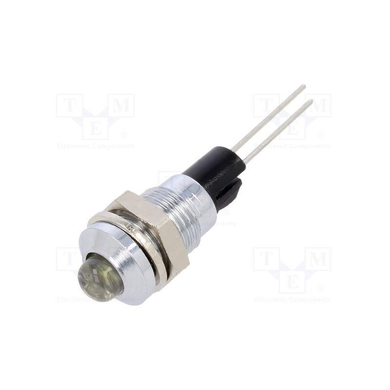 1 pcs x MENTOR - 2665.8051 - Indicator: LED, prominent, white, Ø8mm, for PCB, brass, ØLED: 5mm