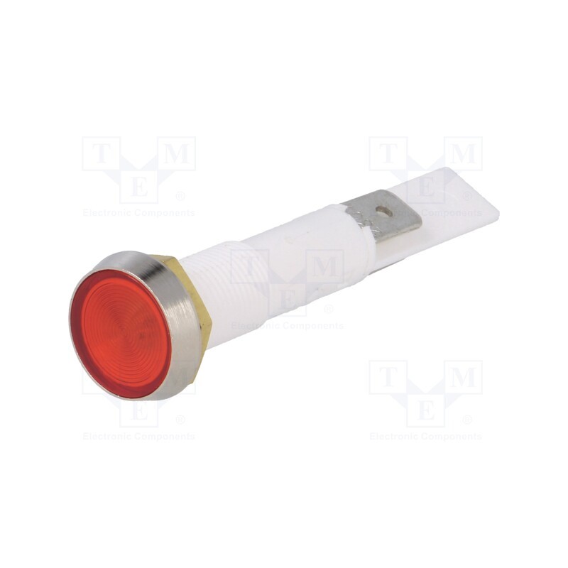 1 pcs x BULGIN - C027500NAE - Indicator: with neon lamp, flat, 230VAC, Cutout: Ø10mm, plastic