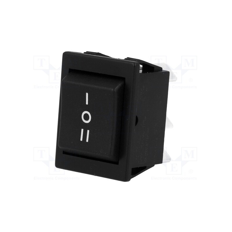1 pcs x BULGIN - C1572ALMBB730W - ROCKER, DP3T, Pos: 3, (ON)-OFF-(ON), 16A/250VAC, 20A/28VDC, black