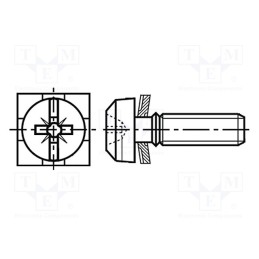 100 pcs x BOSSARD - 3366752 - Screw, with washer, M3x6, 0.5, Pozidriv,slotted, 0,6mm,PZ1, steel