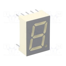 1 pcs x KINGBRIGHT ELECTRONIC - SA52-11GWA - Display: LED, 7-segment, 13.2mm, 0.52', No.char: 1, green, 3÷10.5mcd