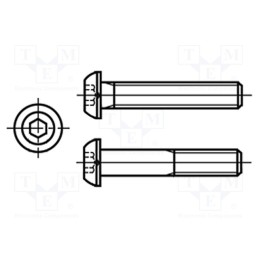 100 pcs x KRAFTBERG - M4X10/ISO7380-1-A2 - Screw, M4x10, 0.7, Head: button, hex key, HEX 2,5mm, ISO 7380-1