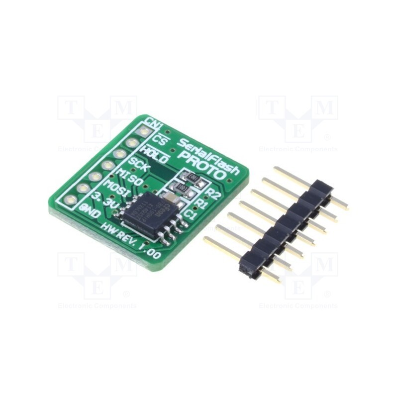 1 pcs x MIKROE - SERIALFLASH PROTO BOARD - Expansion board, Interface: SPI, 256kBSRAM,1MBFLASH
