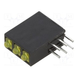 1 pcs x BIVAR - H380CYD - LED, in housing, yellow, 1.8mm, No.of diodes: 3, 20mA, 50°, 2÷2.8V