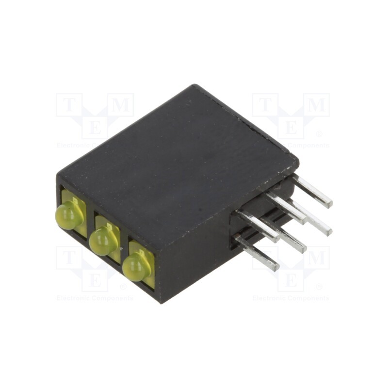 1 pcs x BIVAR - H380CYD - LED, in housing, yellow, 1.8mm, No.of diodes: 3, 20mA, 50°, 2÷2.8V
