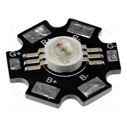 1 pcs x IPIXEL LED - M018001MA3PZ - Power LED, STAR, RGB, 140°, λd: 467nm,523nm,622nm, P: 3W, Ø22.5mm