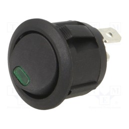 1 pcs x SWITCH COMPONENTS - RA3-1A-DC-2-GL - ROCKER, SPST, Pos: 2, ON-OFF, 20A/14VDC, black, LED, Rcont max: 50mΩ