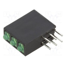 1 pcs x BIVAR - H380CGD - LED, in housing, green, 1.8mm, No.of diodes: 3, 20mA, Lens: diffused
