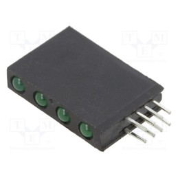 1 pcs x BIVAR - H401CGD - LED, in housing, green, 3mm, No.of diodes: 4, 20mA, Lens: diffused