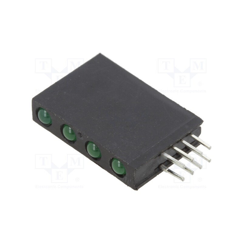 1 pcs x BIVAR - H401CGD - LED, in housing, green, 3mm, No.of diodes: 4, 20mA, Lens: diffused