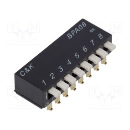 1 pcs x C&K - BPA08SB - Switch: DIP-SWITCH, Poles number: 8, 0.1A/5VDC, Pos: 2, -20÷85°C