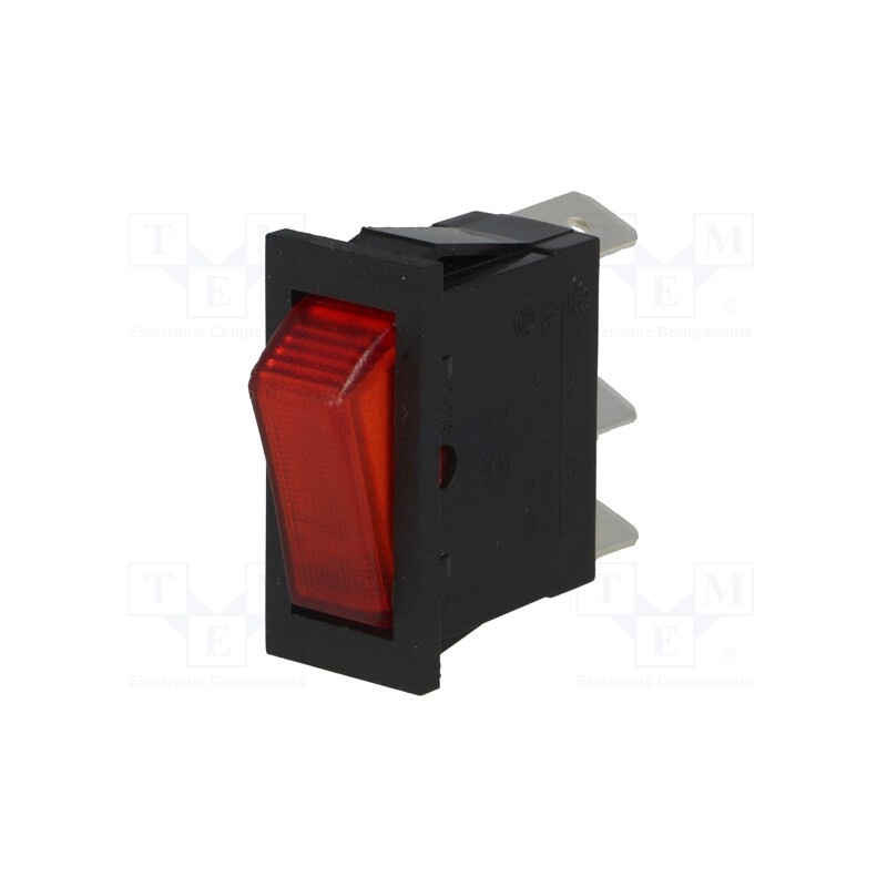 1 pcs x BULGIN - C5503AAMBR3 - ROCKER, SPST, Pos: 2, ON-OFF, 16A/250VAC, red, neon lamp, 250V, 5500