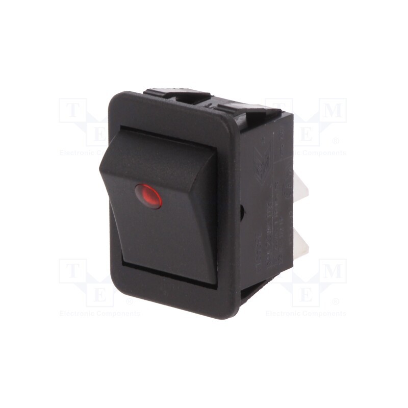1 pcs x BULGIN - C1553PBMBR3 - ROCKER, DPST, Pos: 2, ON-OFF, 16A/250VAC, black, neon lamp,point