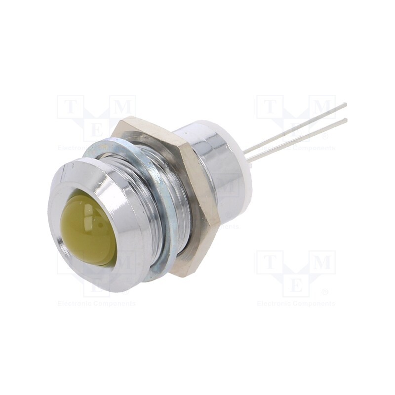 1 pcs x MENTOR - 2676.8071 - Indicator: LED, prominent, yellow, Ø12mm, for PCB, brass, ØLED: 8mm