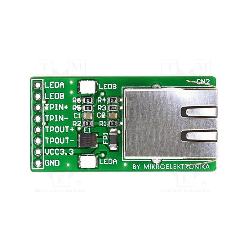 1 pcs x MIKROE - ETHERNET CONNECTOR - Expansion board, RJ45, Interface: Ethernet, prototype board