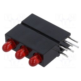 1 pcs x MENTOR - 1881.222 - LED, in housing, red, 2.8mm, No.of diodes: 3, 20mA, 60°, 1.2÷4mcd