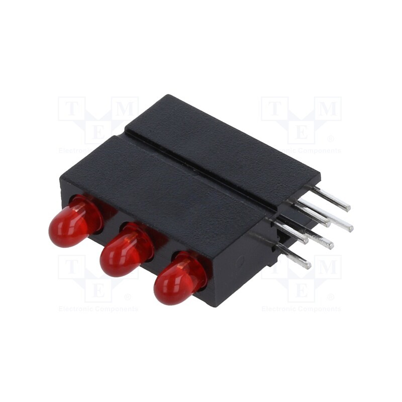 1 pcs x MENTOR - 1881.222 - LED, in housing, red, 2.8mm, No.of diodes: 3, 20mA, 60°, 1.2÷4mcd